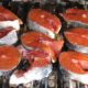 salmon, raw, grilled